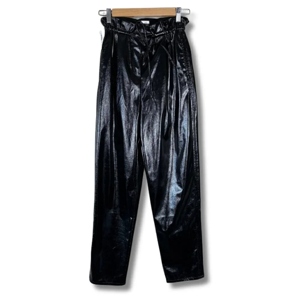 Wilfred Women's Pants Trousers Jive High Rise Faux Leather Shiny Black XS NWT